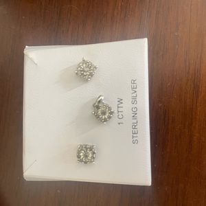 1 cctw earrings and pendant